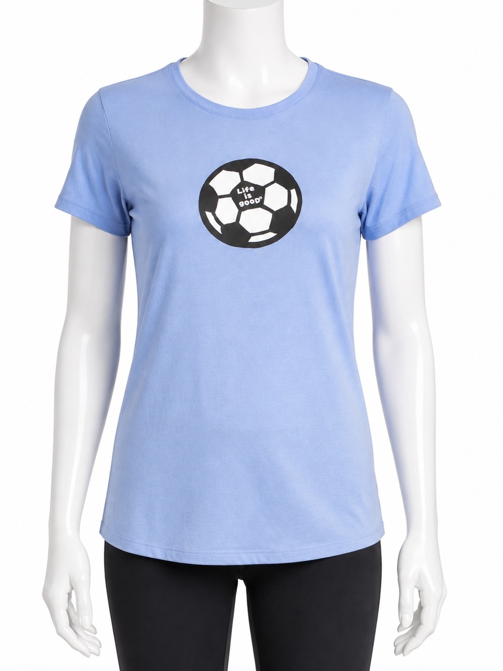Life Is Good Light Blue Soccer Graphic Short Sleeve Tee (Cross Posted)